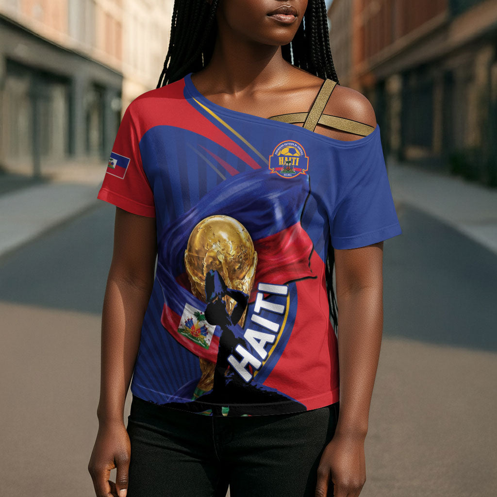 Personalized Haiti Football Champions Cross Shoulder Shirt National Pride Gold Trophy