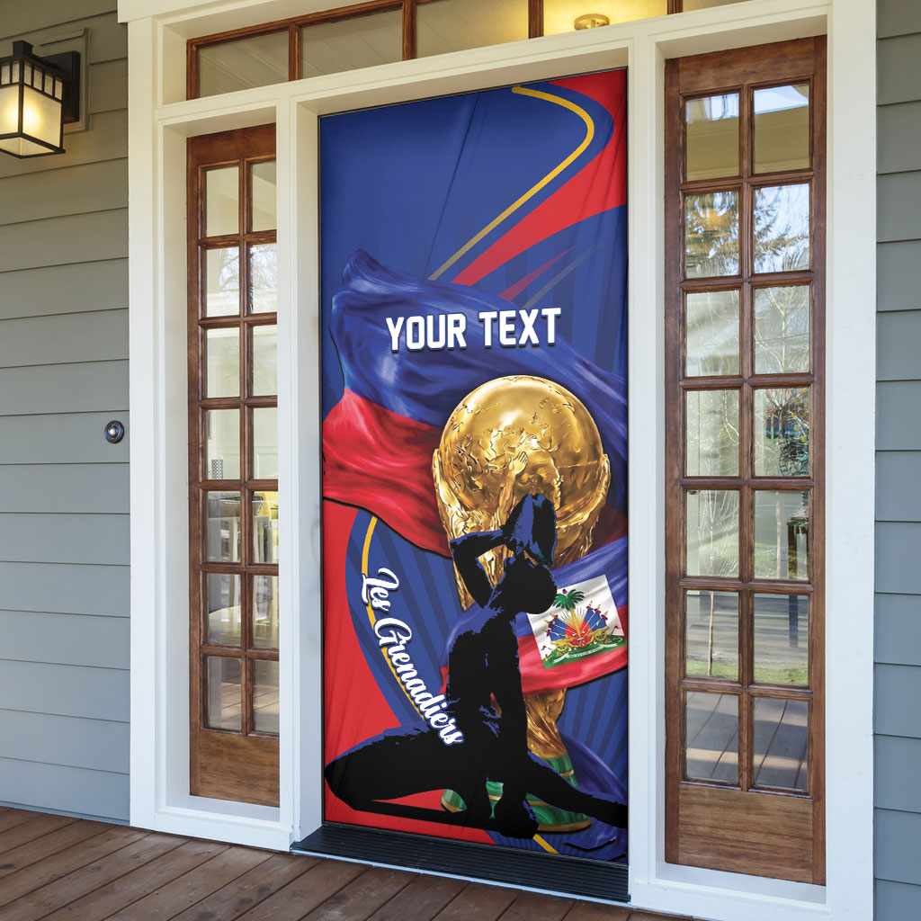 Personalized Haiti Football Champions Door Cover National Pride Gold Trophy