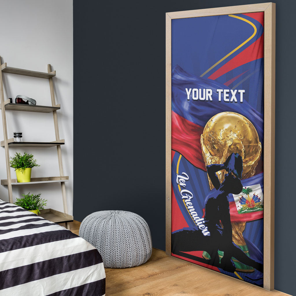 Personalized Haiti Football Champions Door Cover National Pride Gold Trophy