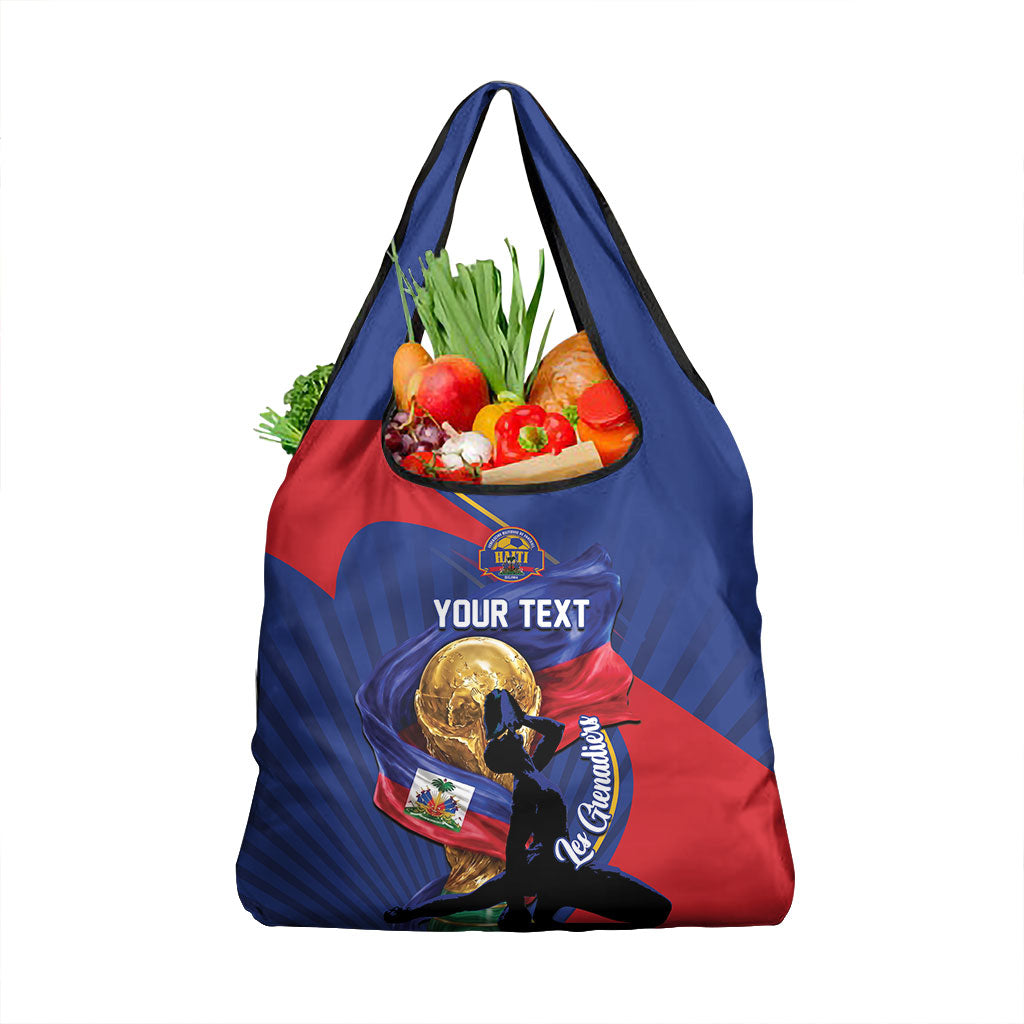 Personalized Haiti Football Champions Grocery Bag National Pride Gold Trophy