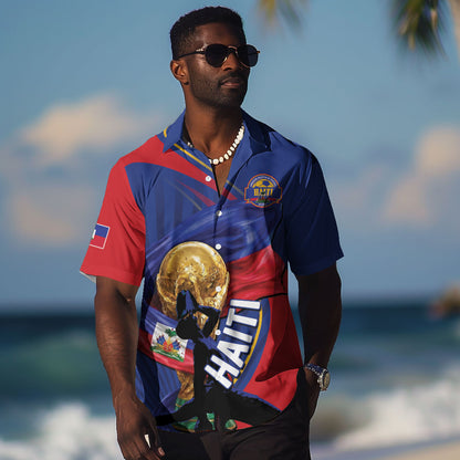 Personalized Haiti Football Champions Hawaiian Shirt National Pride Gold Trophy