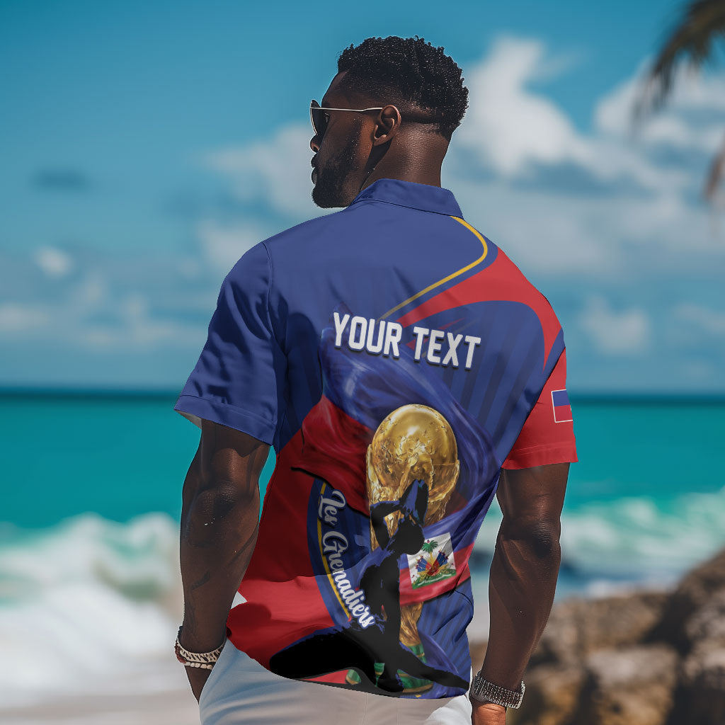 Personalized Haiti Football Champions Hawaiian Shirt National Pride Gold Trophy
