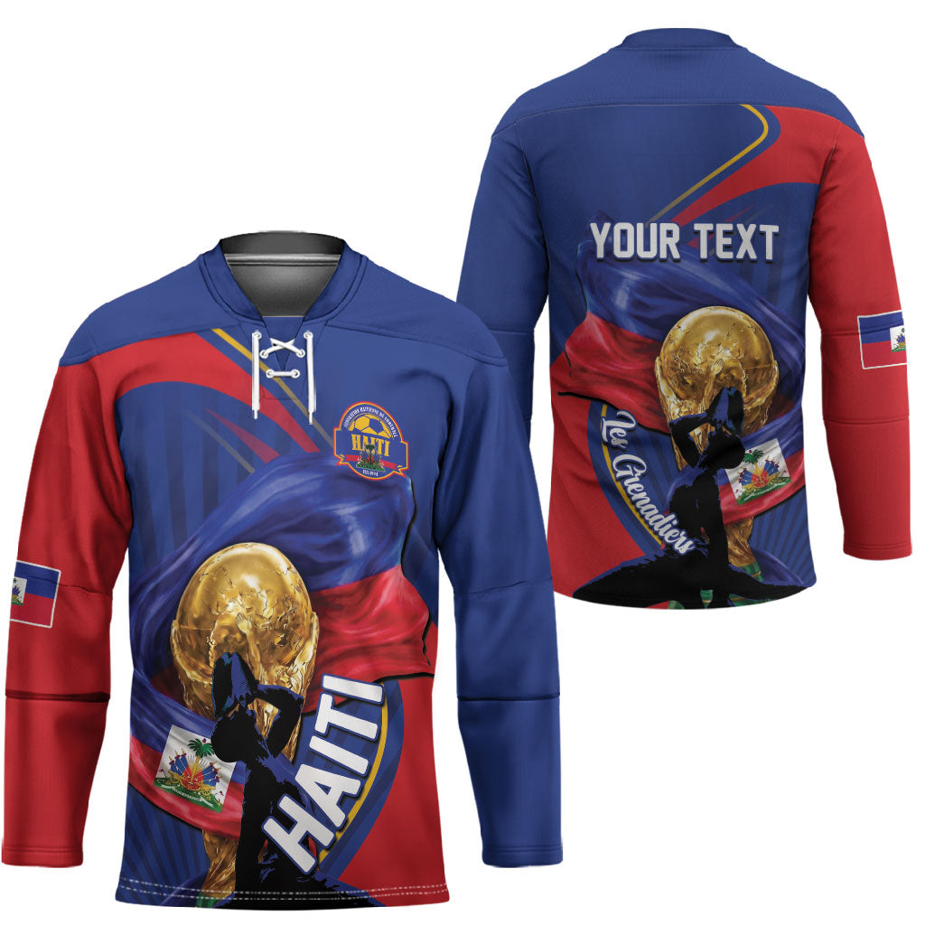 Personalized Haiti Football Champions Hockey Jersey National Pride Gold Trophy