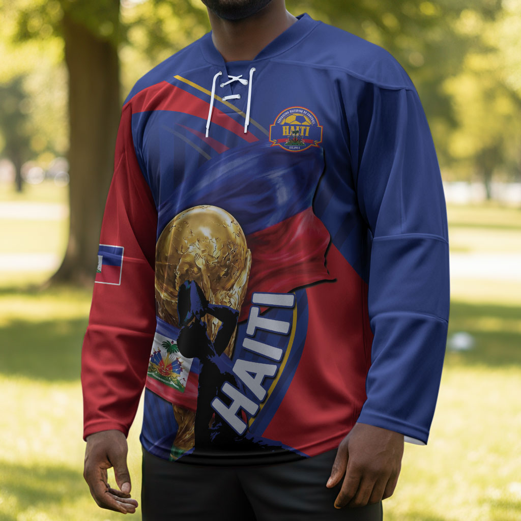 Personalized Haiti Football Champions Hockey Jersey National Pride Gold Trophy