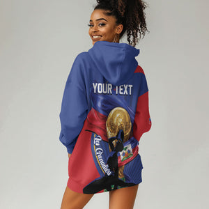 Personalized Haiti Football Champions Hoodie Dress National Pride Gold Trophy