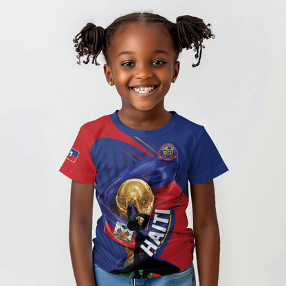 Personalized Haiti Football Champions Kid T shirt National Pride Gold Trophy
