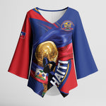 Personalized Haiti Football Champions Kimono Sleeve Blouse National Pride Gold Trophy