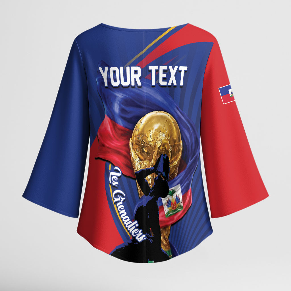 Personalized Haiti Football Champions Kimono Sleeve Blouse National Pride Gold Trophy