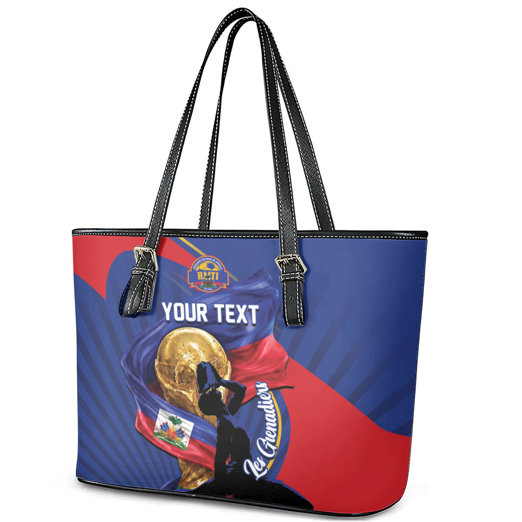 Personalized Haiti Football Champions Leather Tote Bag National Pride Gold Trophy