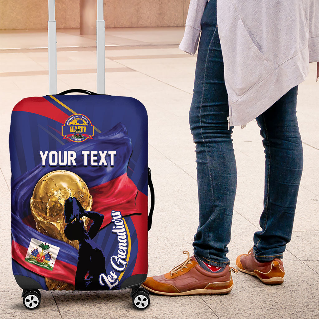 Personalized Haiti Football Champions Luggage Cover National Pride Gold Trophy