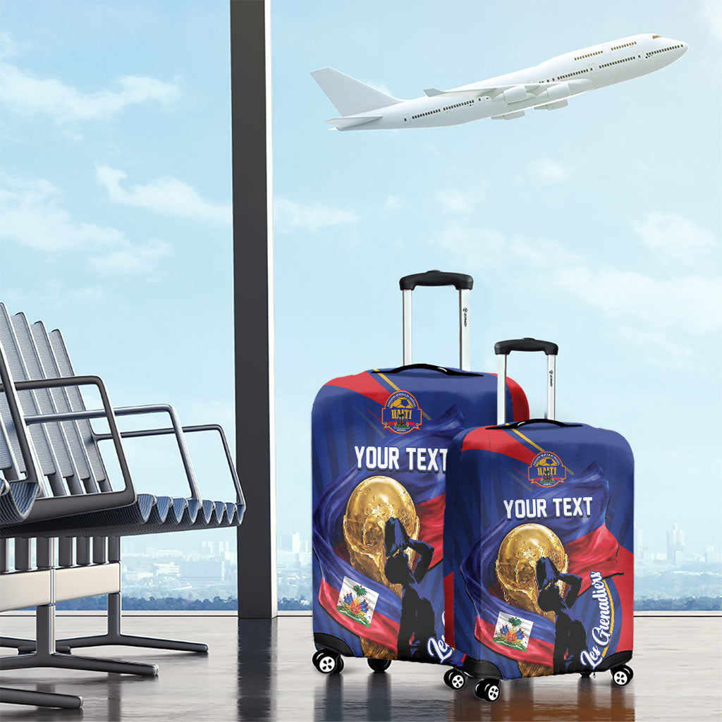 Personalized Haiti Football Champions Luggage Cover National Pride Gold Trophy