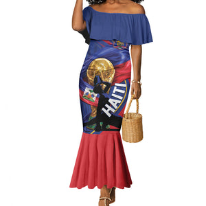 Personalized Haiti Football Champions Mermaid Dress National Pride Gold Trophy
