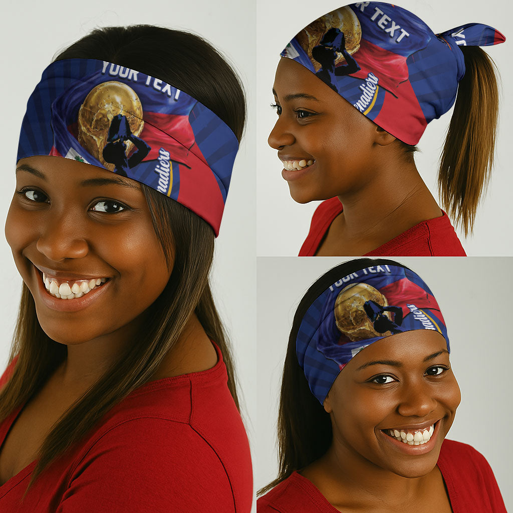 Personalized Haiti Football Champions Neck Gaiter National Pride Gold Trophy