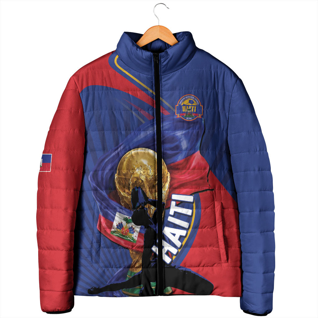 Personalized Haiti Football Champions Padded Jacket National Pride Gold Trophy