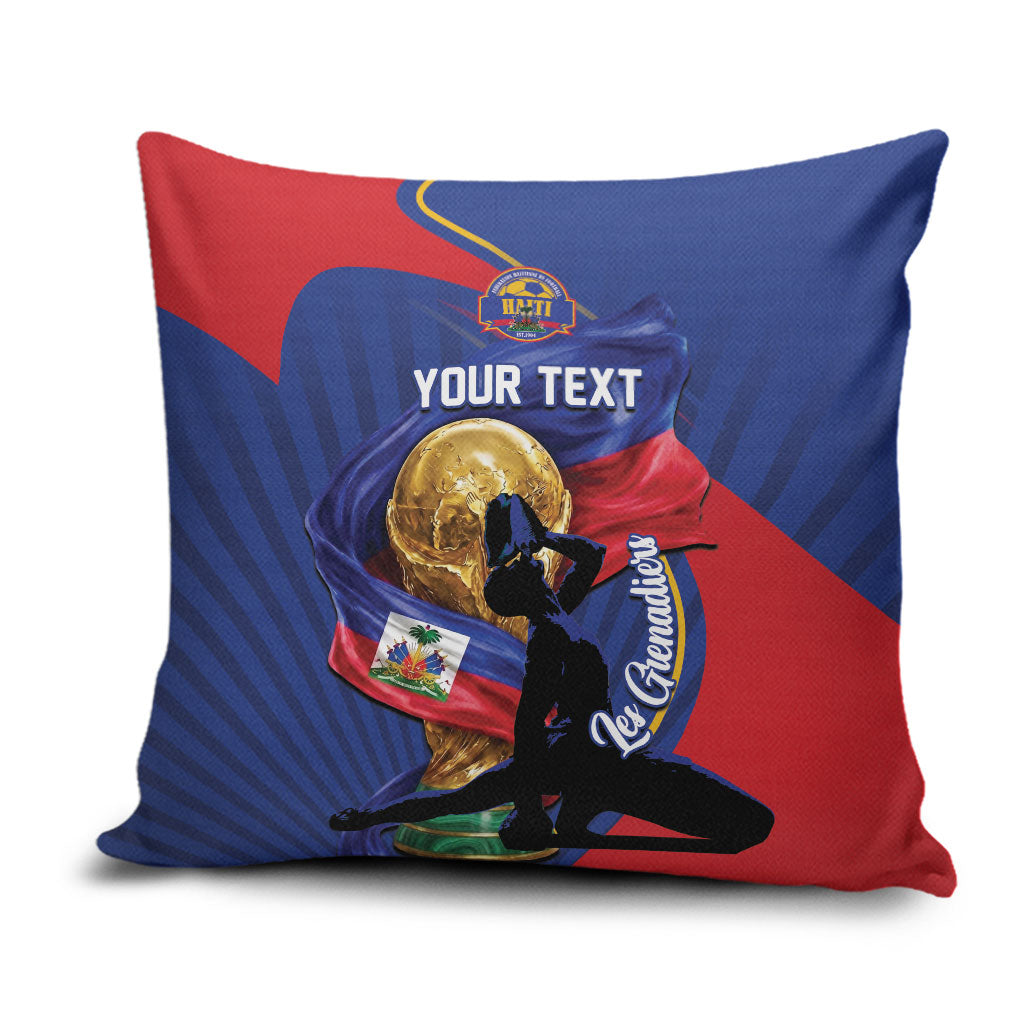Personalized Haiti Football Champions Pillow Cover National Pride Gold Trophy