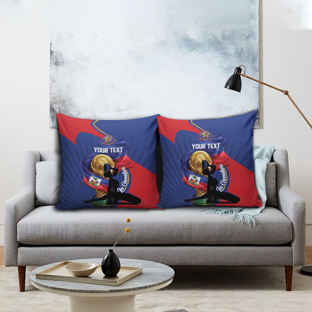 Personalized Haiti Football Champions Pillow Cover National Pride Gold Trophy