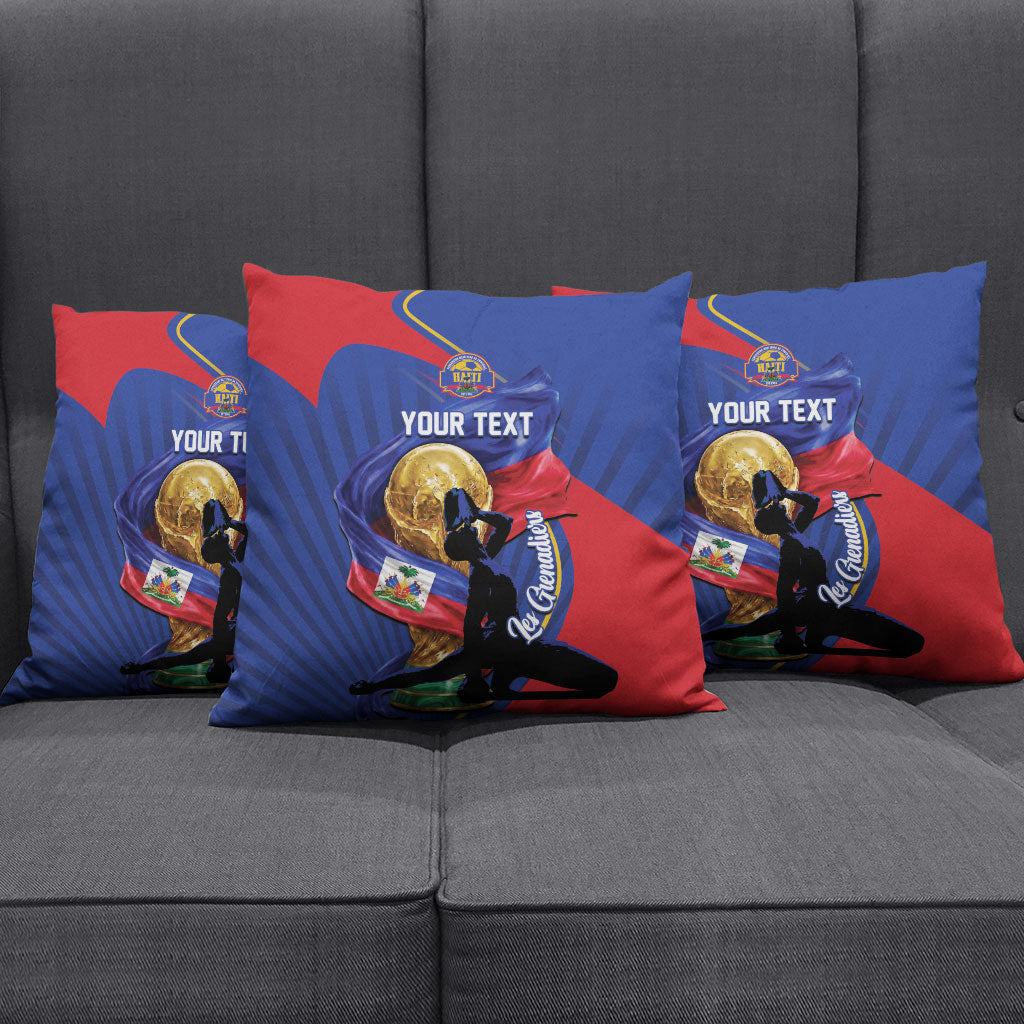 Personalized Haiti Football Champions Pillow Cover National Pride Gold Trophy