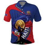 Personalized Haiti Football Champions Polo Shirt National Pride Gold Trophy