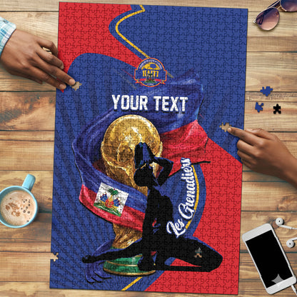 Personalized Haiti Football Champions Puzzle National Pride Gold Trophy