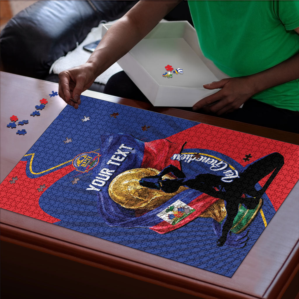 Personalized Haiti Football Champions Puzzle National Pride Gold Trophy