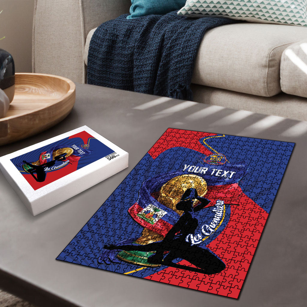 Personalized Haiti Football Champions Puzzle National Pride Gold Trophy