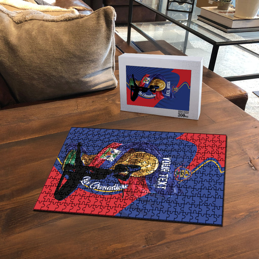 Personalized Haiti Football Champions Puzzle National Pride Gold Trophy