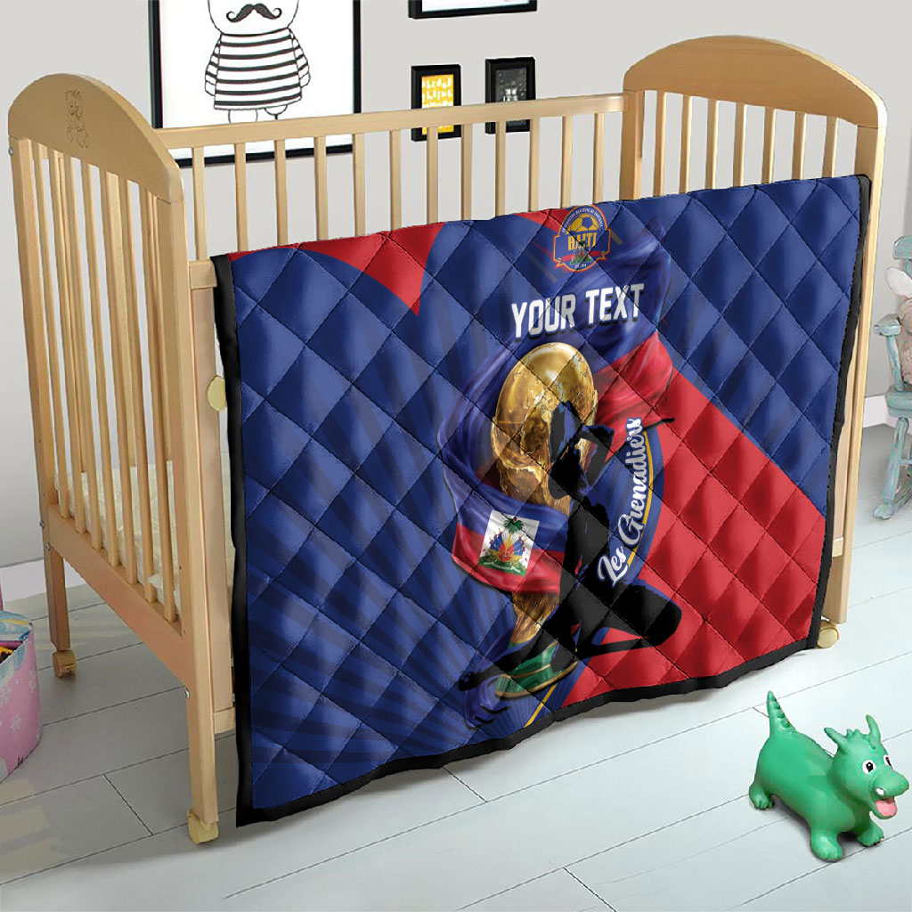 Personalized Haiti Football Champions Quilt National Pride Gold Trophy