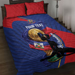 Personalized Haiti Football Champions Quilt Bed Set National Pride Gold Trophy