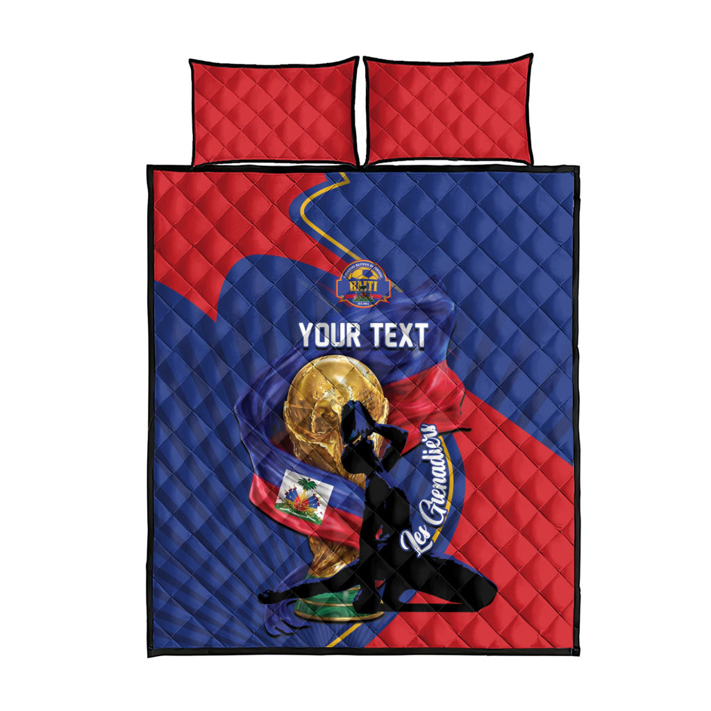 Personalized Haiti Football Champions Quilt Bed Set National Pride Gold Trophy