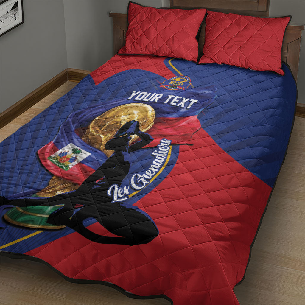 Personalized Haiti Football Champions Quilt Bed Set National Pride Gold Trophy