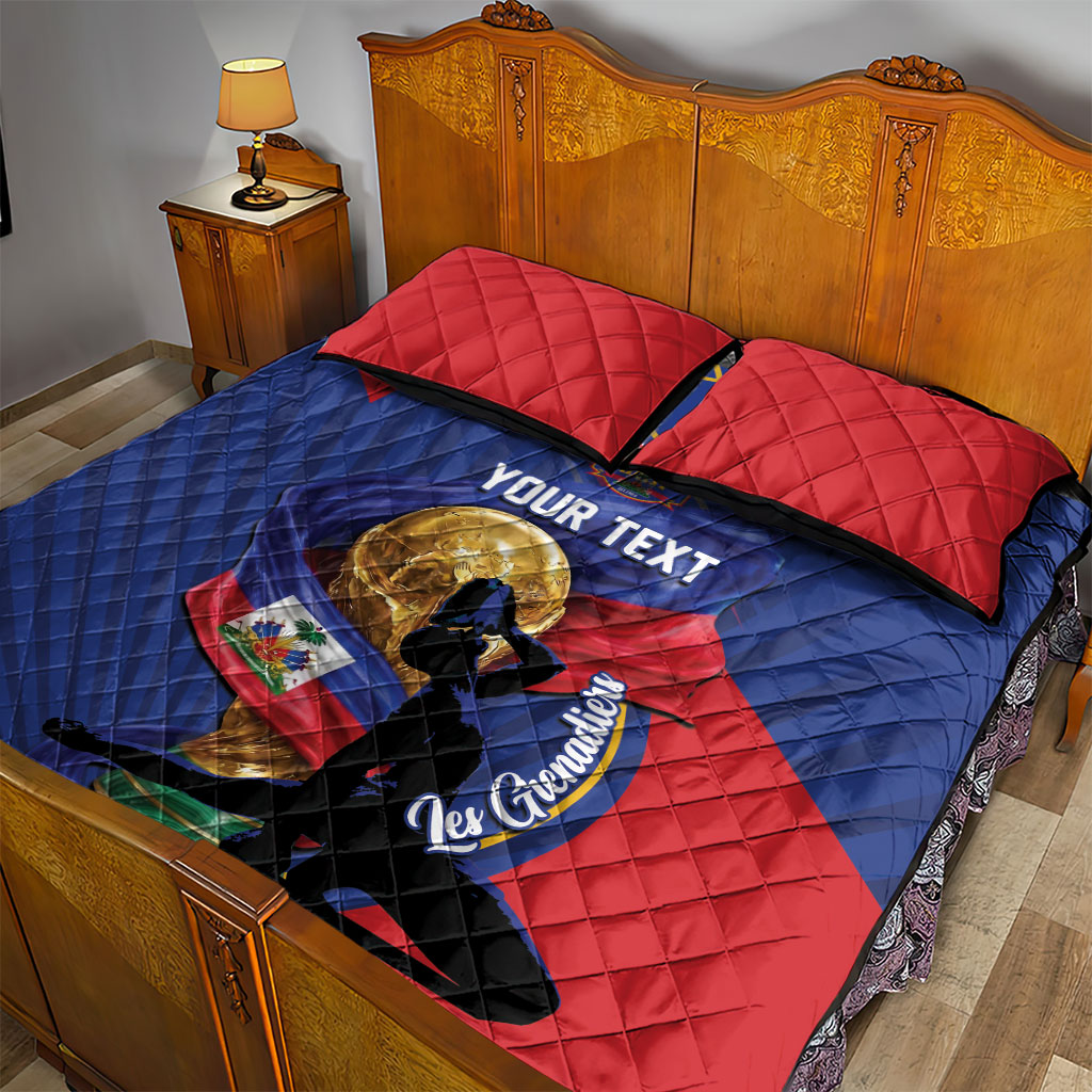 Personalized Haiti Football Champions Quilt Bed Set National Pride Gold Trophy