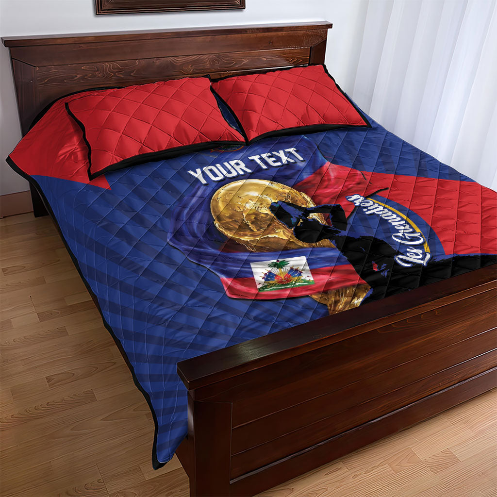 Personalized Haiti Football Champions Quilt Bed Set National Pride Gold Trophy
