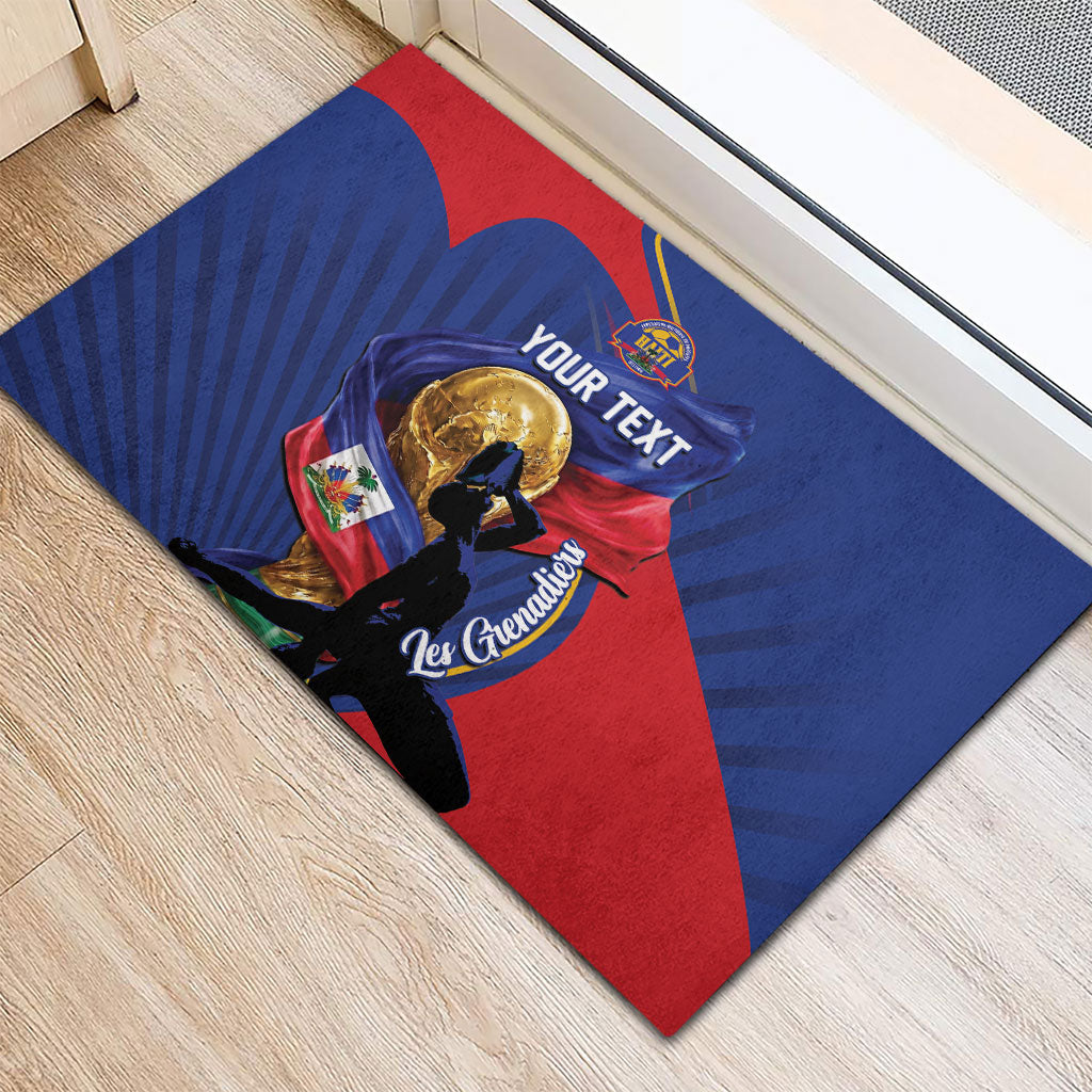 Personalized Haiti Football Champions Rubber Doormat National Pride Gold Trophy