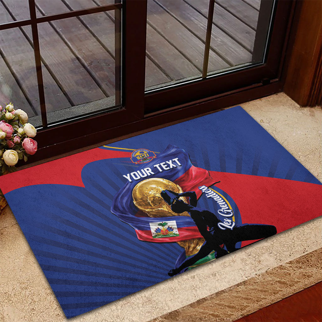 Personalized Haiti Football Champions Rubber Doormat National Pride Gold Trophy