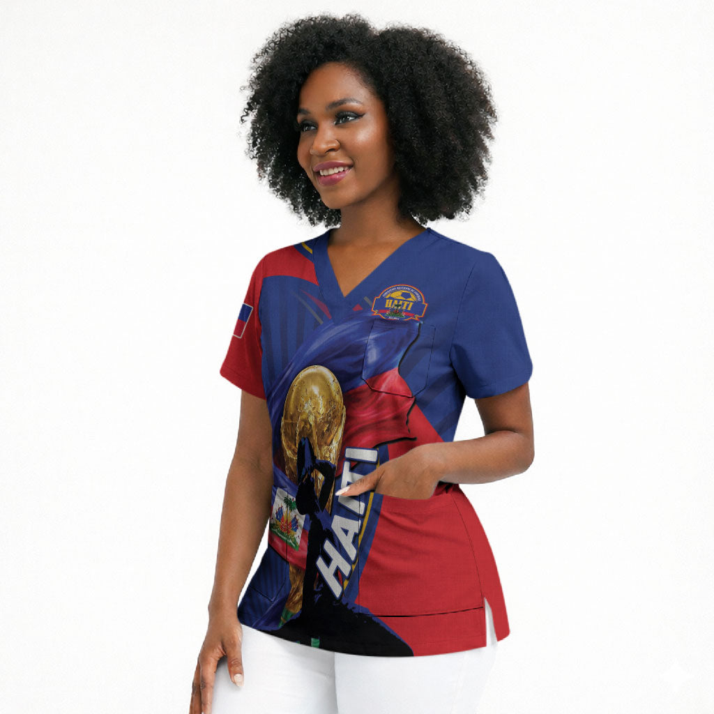 Personalized Haiti Football Champions Scrub Top National Pride Gold Trophy