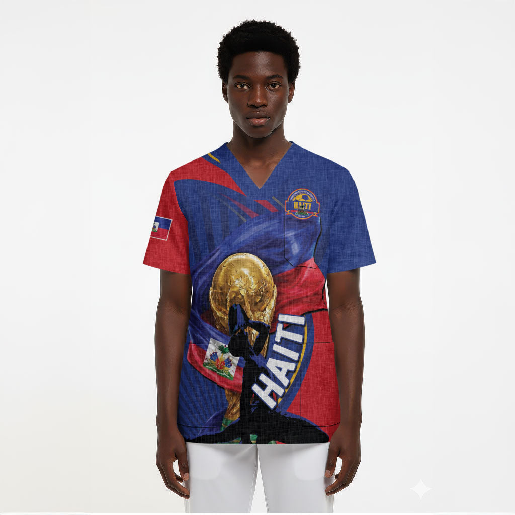 Personalized Haiti Football Champions Scrub Top National Pride Gold Trophy