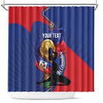 Personalized Haiti Football Champions Shower Curtain National Pride Gold Trophy