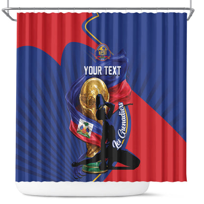 Personalized Haiti Football Champions Shower Curtain National Pride Gold Trophy