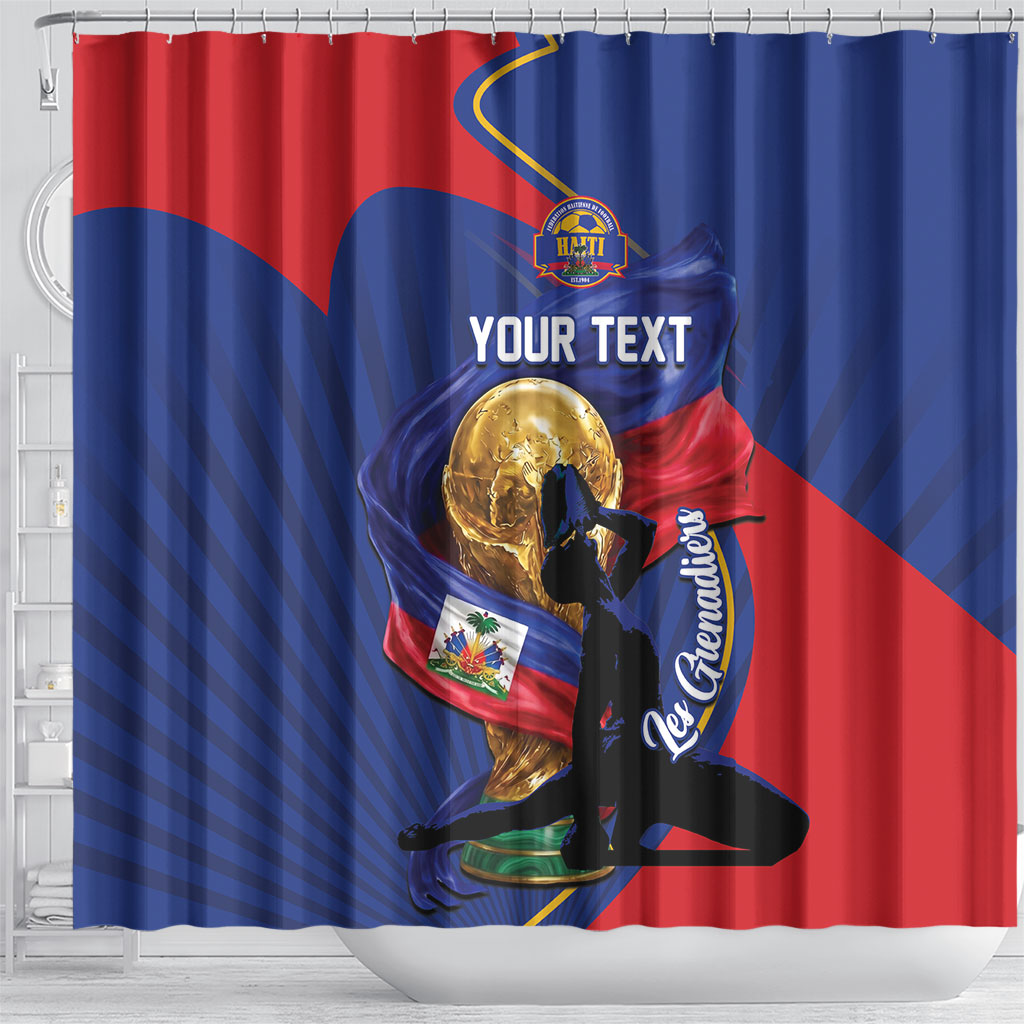 Personalized Haiti Football Champions Shower Curtain National Pride Gold Trophy