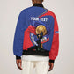 Personalized Haiti Football Champions Sleeve Zip Bomber Jacket National Pride Gold Trophy