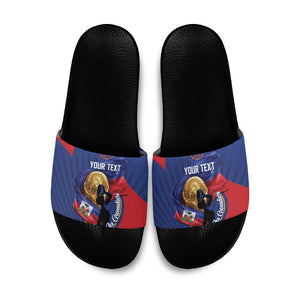 Personalized Haiti Football Champions Slide Sandals National Pride Gold Trophy
