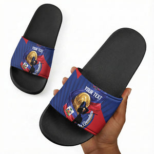 Personalized Haiti Football Champions Slide Sandals National Pride Gold Trophy