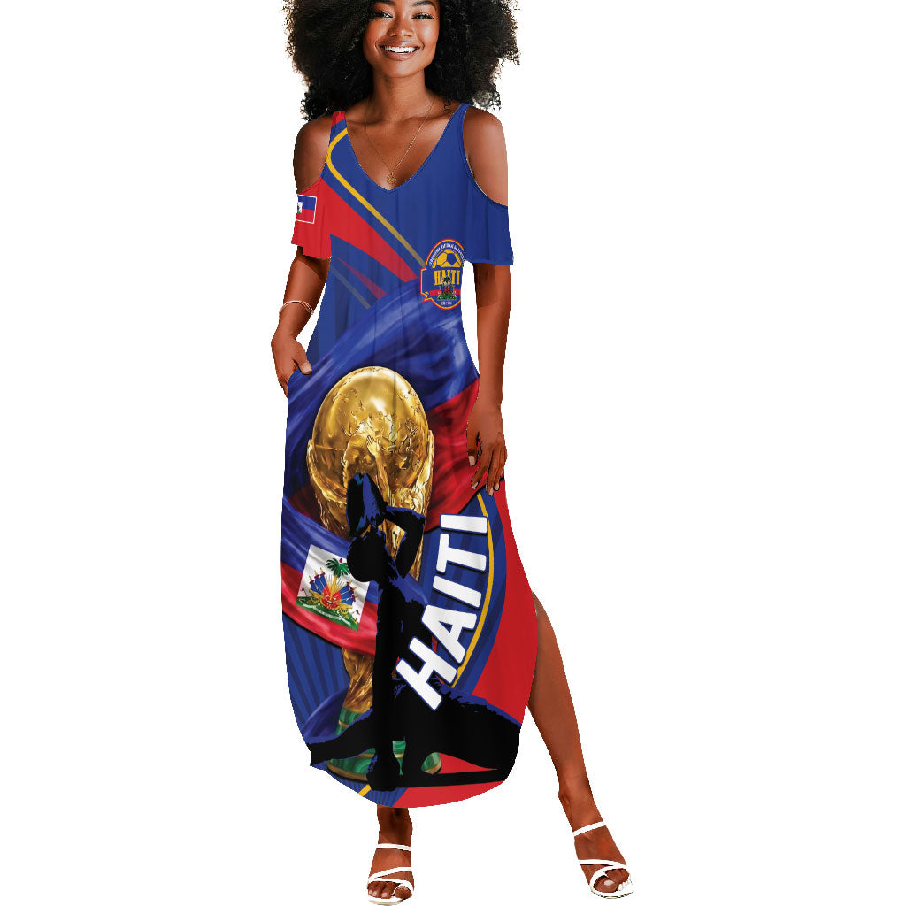 Personalized Haiti Football Champions Summer Maxi Dress National Pride Gold Trophy