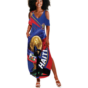 Personalized Haiti Football Champions Summer Maxi Dress National Pride Gold Trophy