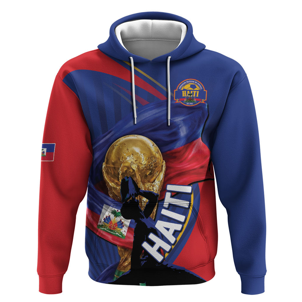Personalized Haiti Football Champions Zip Hoodie National Pride Gold Trophy