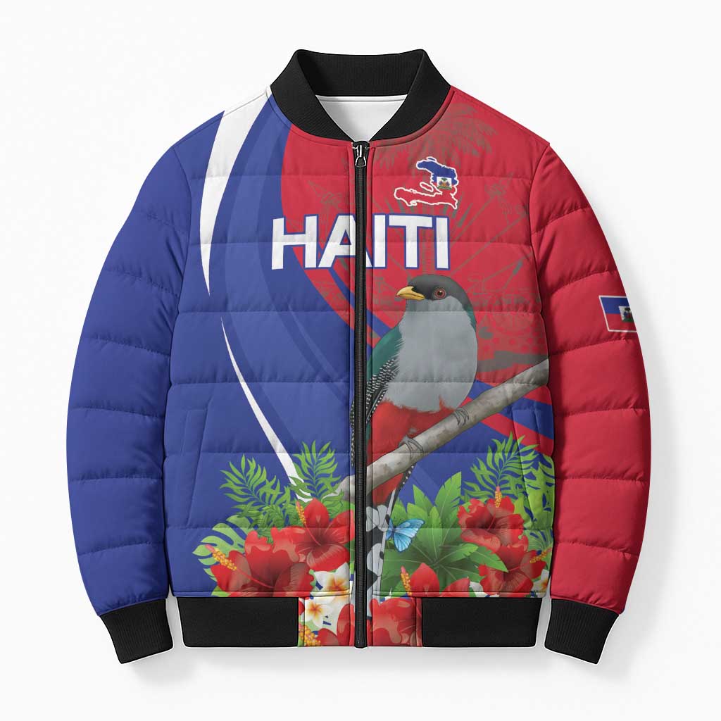 Personalized Afro-Haitians Bomber Puffer Jacket Hispaniolan Trogon Sporty Style