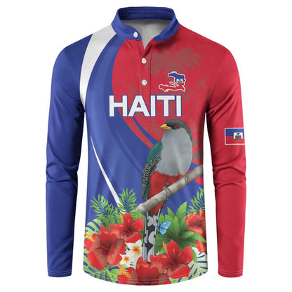 Personalized Afro-Haitians Button Sweatshirt Hispaniolan Trogon Sporty Style
