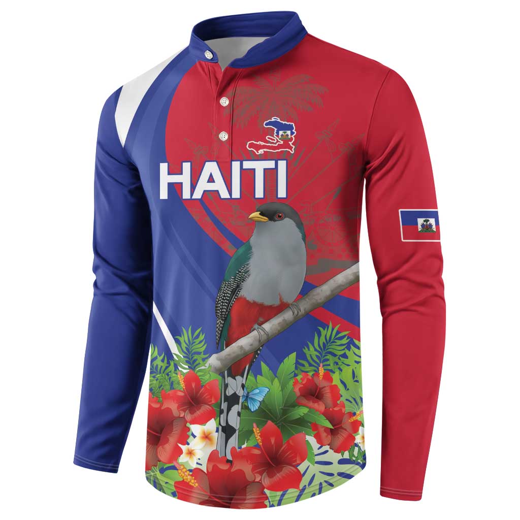 Personalized Afro-Haitians Button Sweatshirt Hispaniolan Trogon Sporty Style