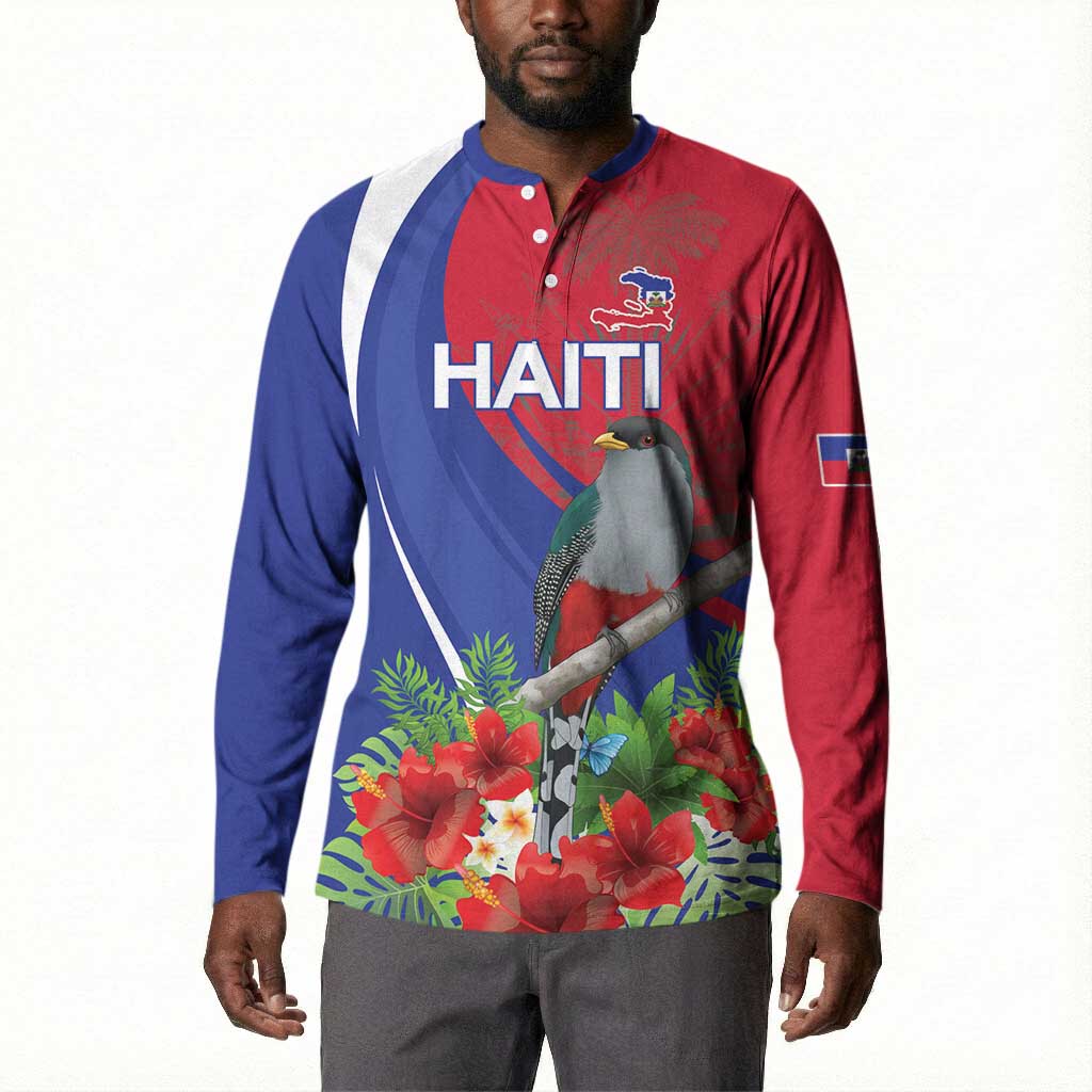 Personalized Afro-Haitians Button Sweatshirt Hispaniolan Trogon Sporty Style