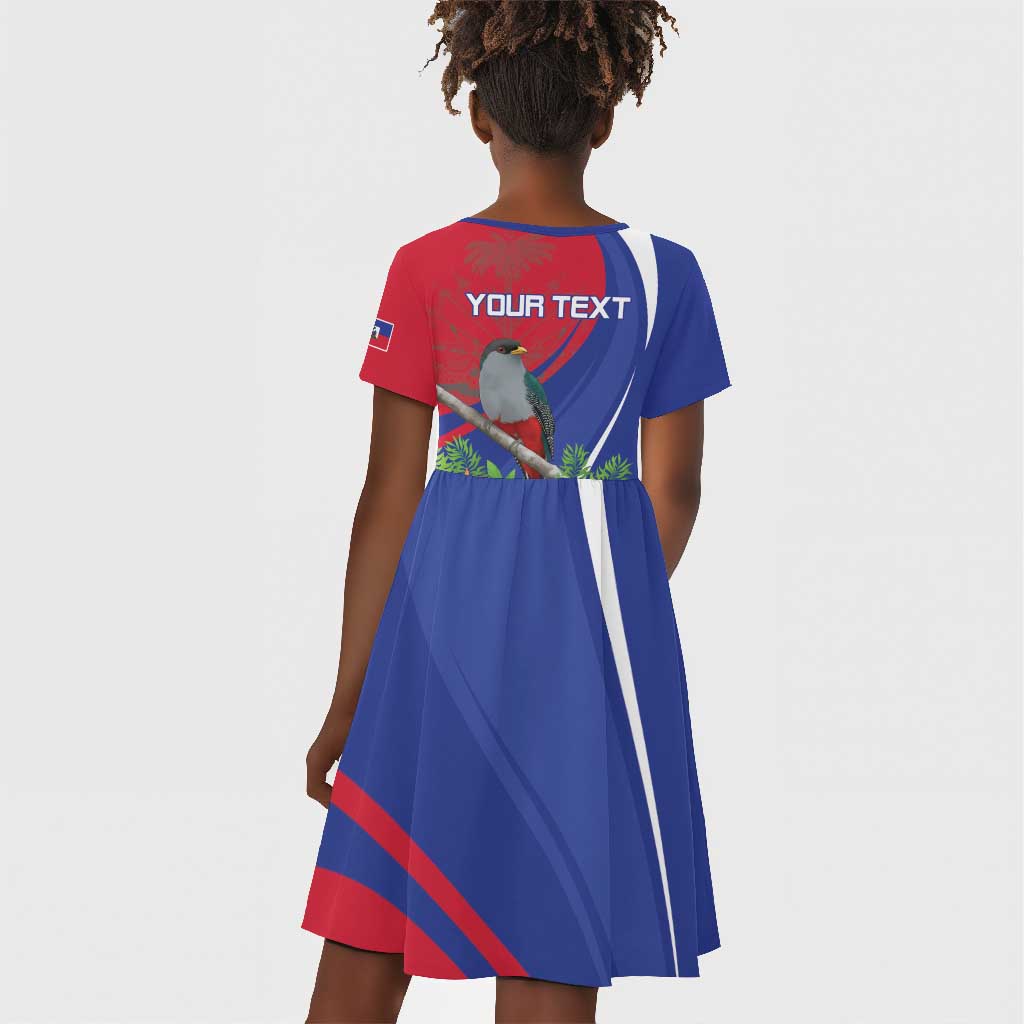 Personalized Afro-Haitians Kid Short Sleeve Dress Hispaniolan Trogon Sporty Style LT18